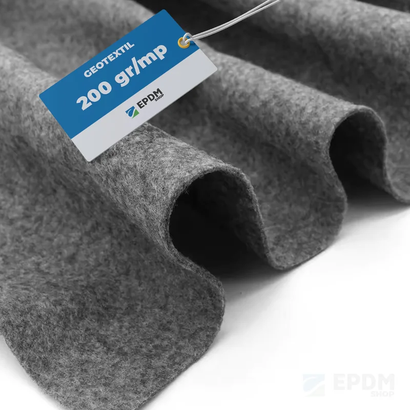 Geotextil 200 gr/mp din poliester nețesut pentru protecție membrană EPDM și separare straturi terasamente